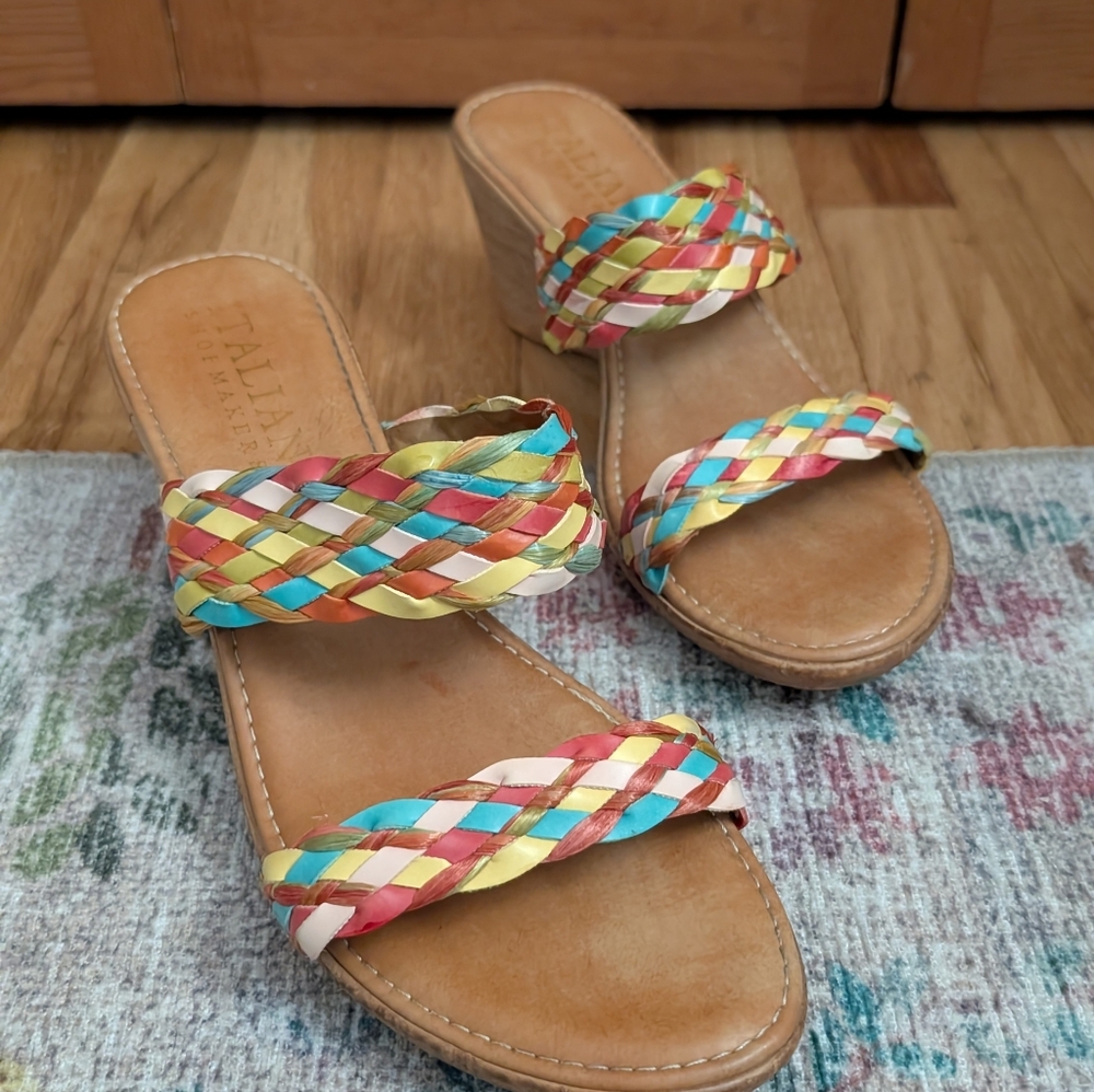 Women's Multicolor Wedge Sandals Made In Italy